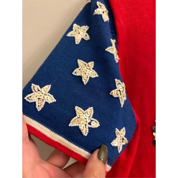 Emma Tricot Sequined American Flag Sweater Size S - Picture 5 of 7